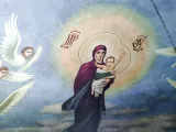 Реставраційні роботи в центральному вівтарі Свято-Озерянського храму. Реставрація розпису та ліпнини. Жовтень 2023 р.