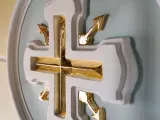 Реставраційні роботи в центральному вівтарі Свято-Озерянського храму. Реставрація розпису та ліпнини. Жовтень 2023 р.