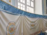 Реставраційні роботи в центральному вівтарі Свято-Озерянського храму. Оздоблення стін після реставрації. 2024 р.