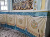 Реставраційні роботи в центральному вівтарі Свято-Озерянського храму. Оздоблення стін після реставрації. 2024 р.