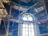 Реставраційні роботи в центральному вівтарі Свято-Озерянського храму. Підготовка до ремонту штукатурки та відновлення вікон. Вересень 2023 р.