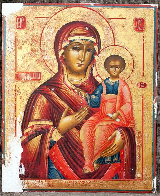 Икона Богородицы «Одигитрия» Ветковской школы, до реставрации Икона Богородицы «Одигитрия» Ветковской школы, до реставрации